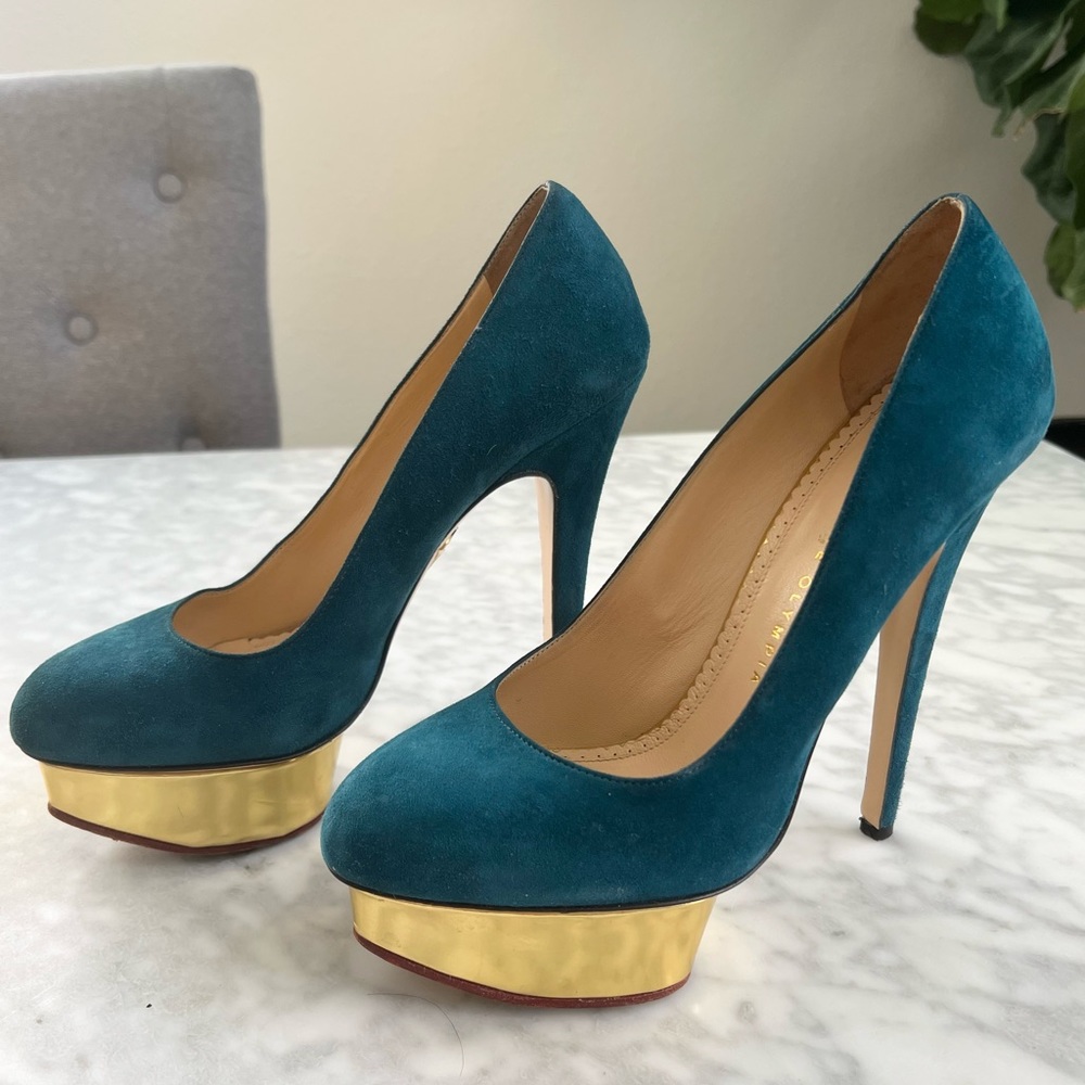 Charlotte Olympia Heels. Size IT 38.5, Color Teal